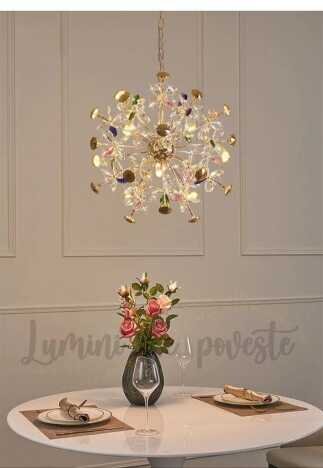 Candelabru LED 96W Floral Explosion, LED inclus, 24 surse de iluminare, Lumina: Cald, Natural, Rece,