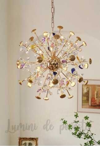 Candelabru LED 96W Floral Explosion, LED inclus, 24 surse de iluminare, Lumina: Cald, Natural, Rece,