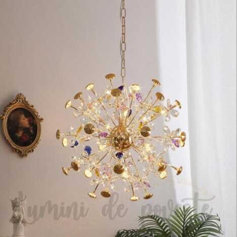 Candelabru LED 96W Floral Explosion, LED inclus, 24 surse de iluminare, Lumina: Cald, Natural, Rece,